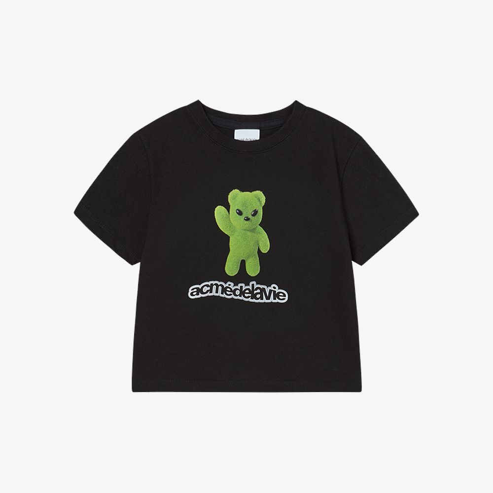 ADLV - Áo Thun Alien Bear Crop Đen