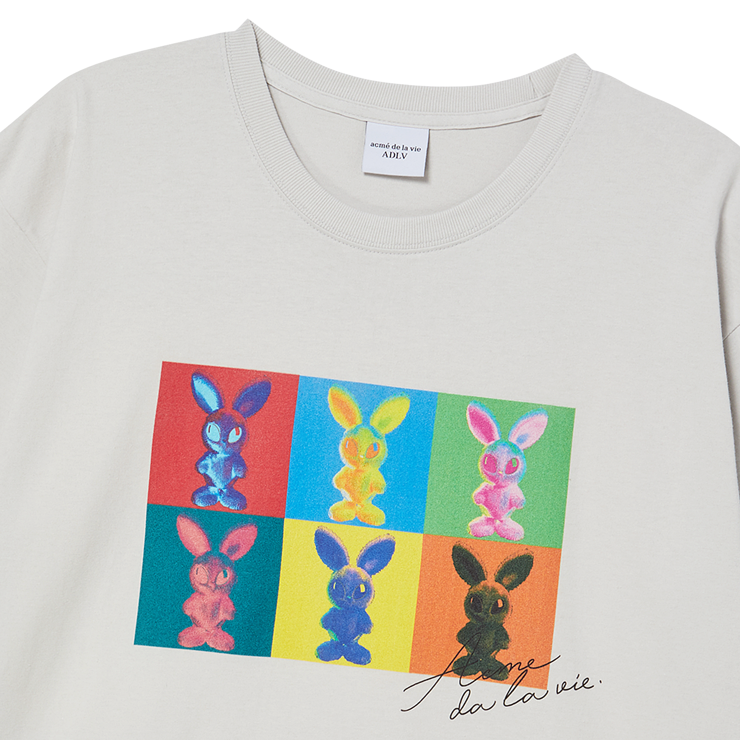 ADLV - Áo Thun Alien Rabbit Popart Xám Nhạt