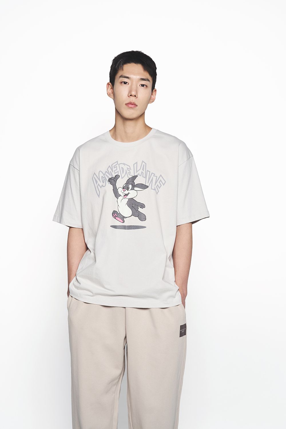 ADLV - Áo Thun Cartoon Chinchilla Xám Nhạt