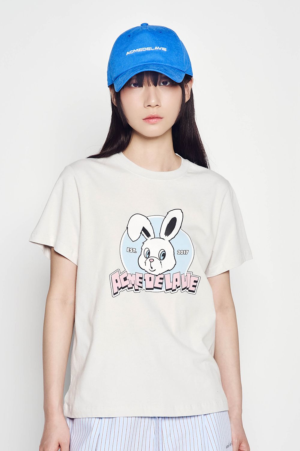 ADLV - Áo Thun Nineties Retro BunNY nữ Xám Nhạt