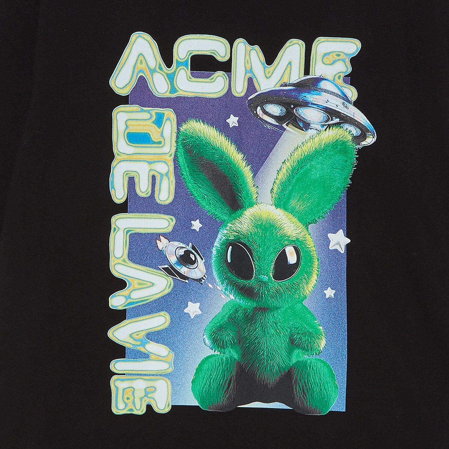 ADLV - Áo Thun Real Alien Fuzzy Rabbit Đen