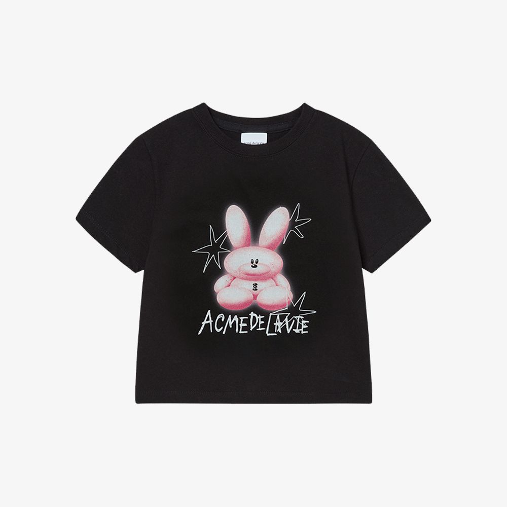ADLV - Áo Thun Round Spray Rabbit Crop Đen