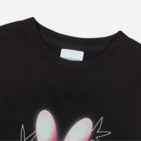 ADLV - Áo Thun Round Spray Rabbit Crop Đen