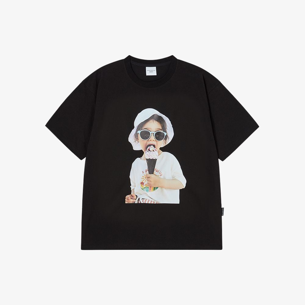 Áo Thun Baby Face Icecream Girl Sleeve Đen (Overseas & Domestic Exclusive)