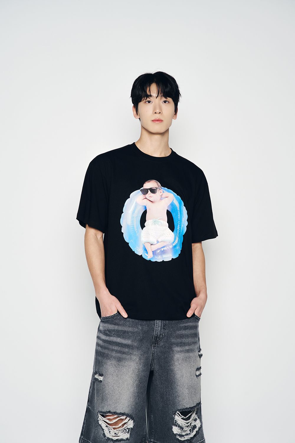 Áo Thun Baby Face Tube Boy Sleeve Đen (Overseas & Domestic Exclusive)