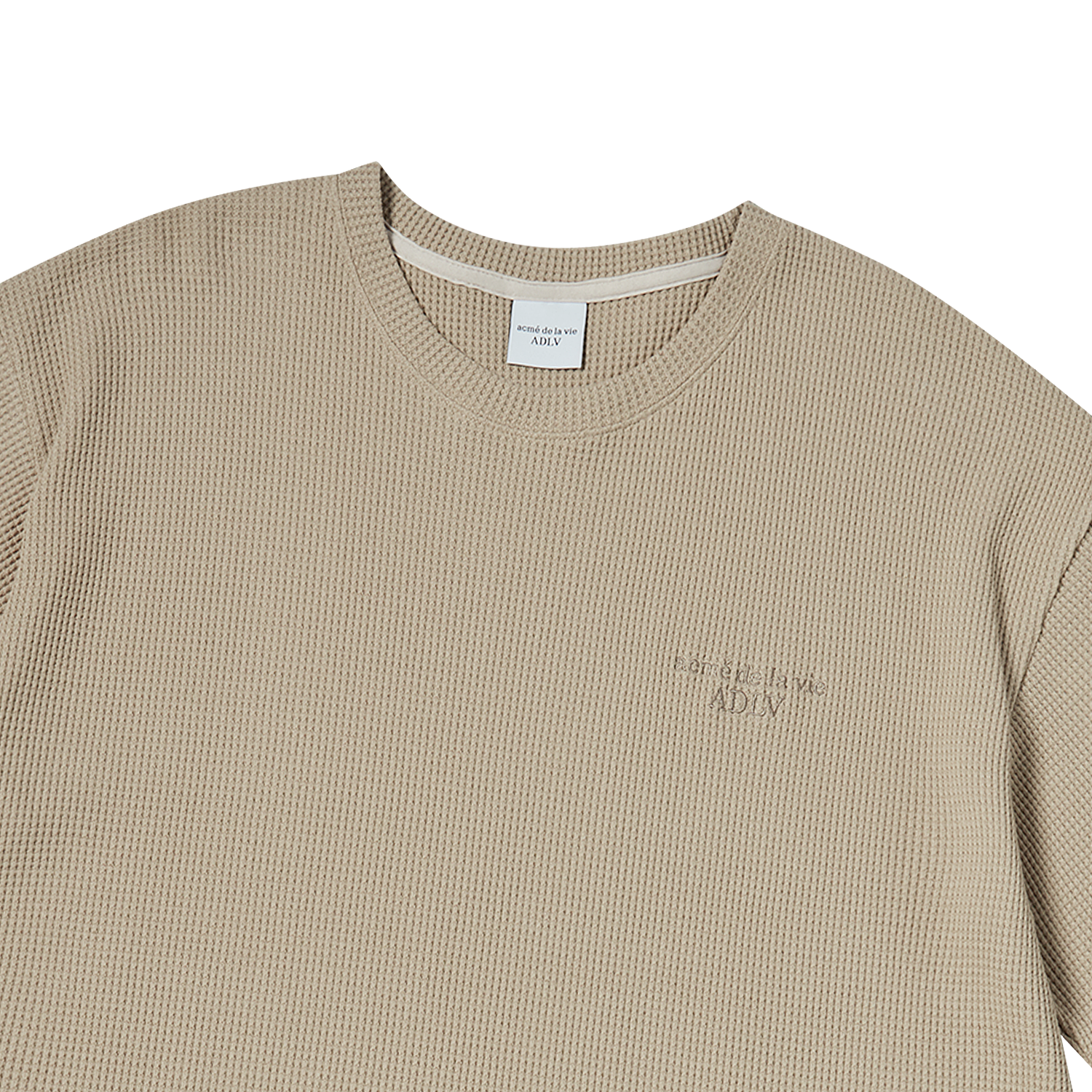 ADLV - Áo Thun Embo Logo Waffle Nâu Nhạt