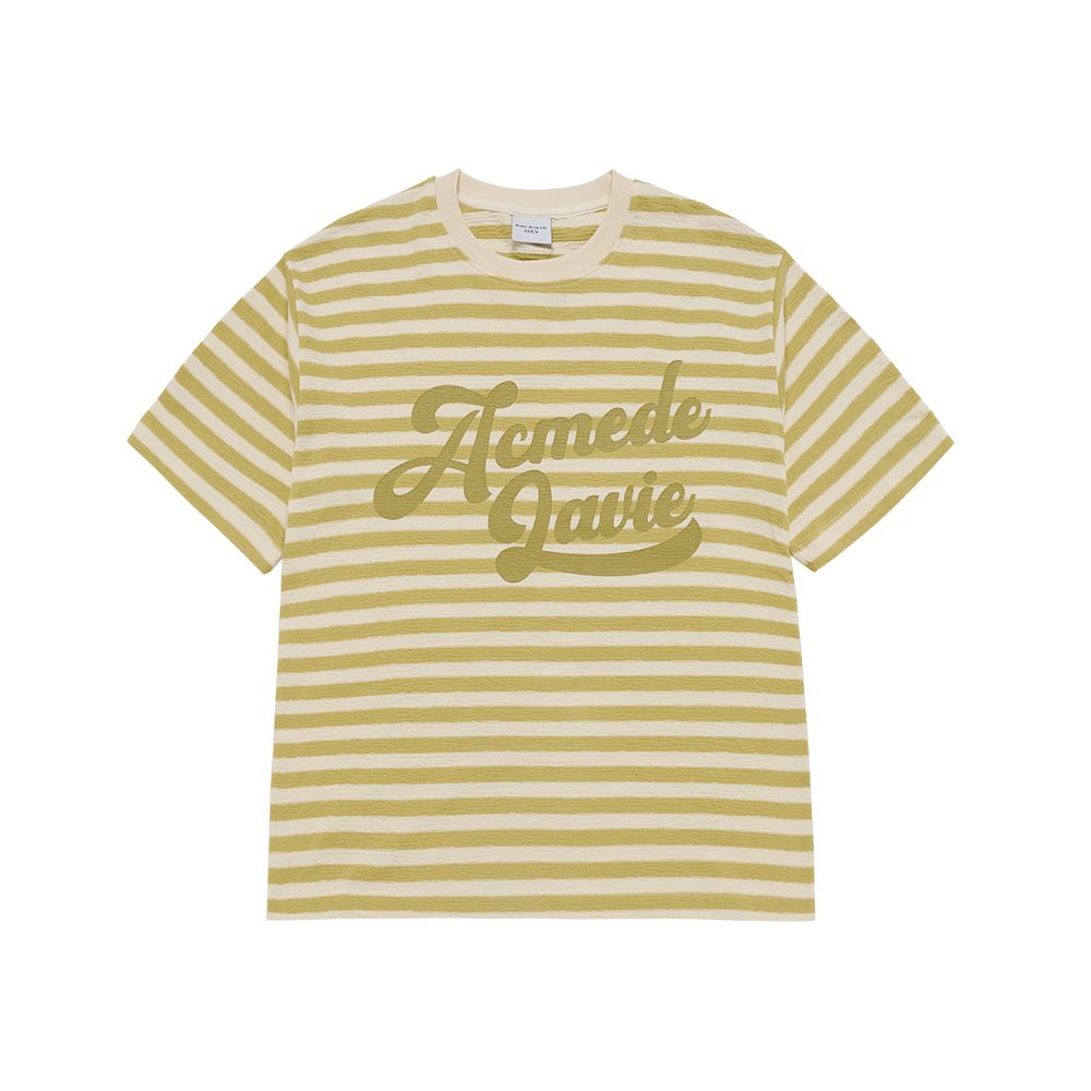 Áo Thun Stripe Logo Print Xanh Olive
