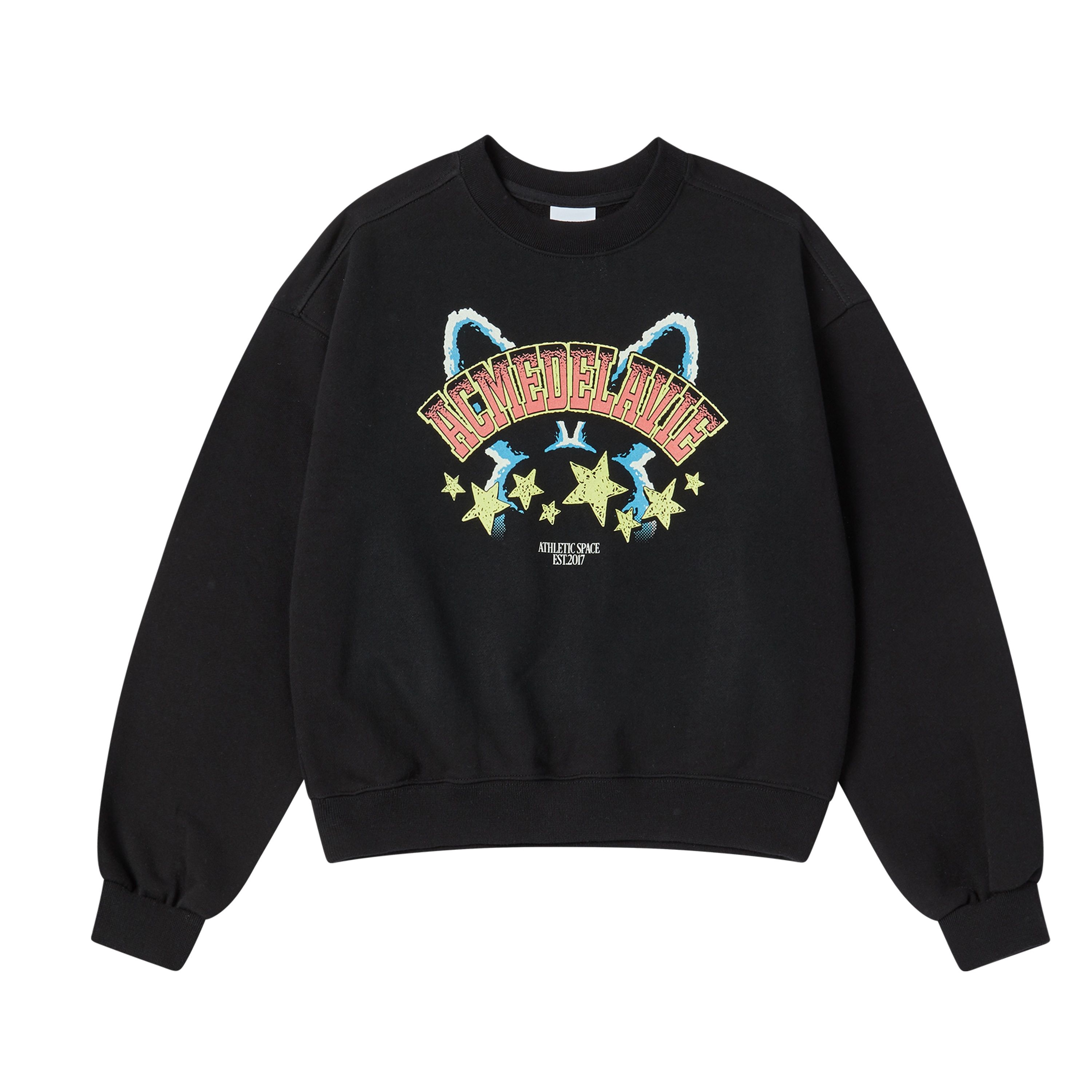 Áo Nỉ Star Rabbit Crop Đen
