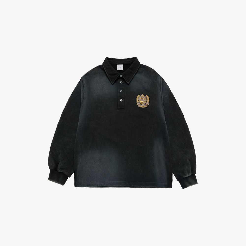 ADLV - Áo Nỉ Washing Embo Rugby Đen