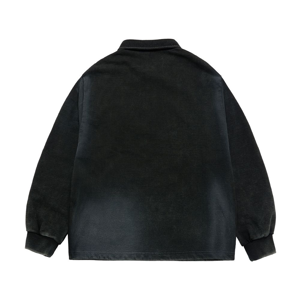 ADLV - Áo Nỉ Washing Embo Rugby Đen