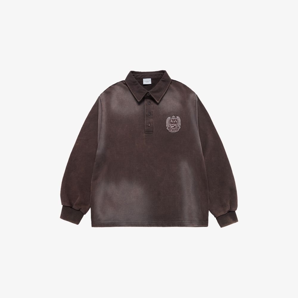 ADLV - Áo Nỉ Washing Embo Rugby Nâu