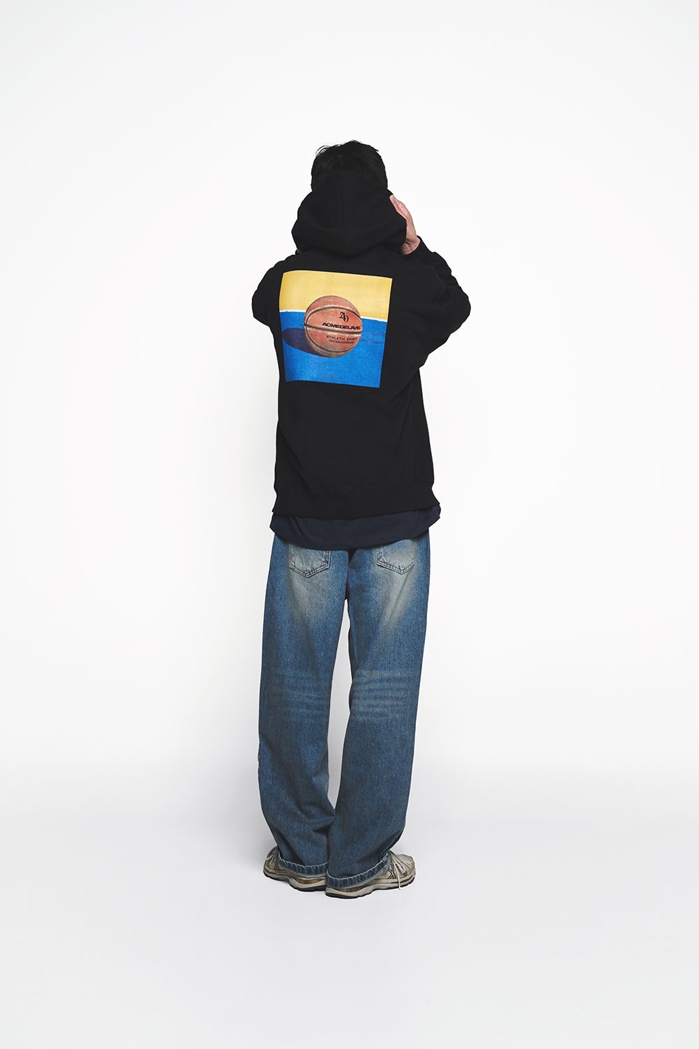 ADLV - Áo Hoodie Kéo Khóa Square Basket Ball Đen