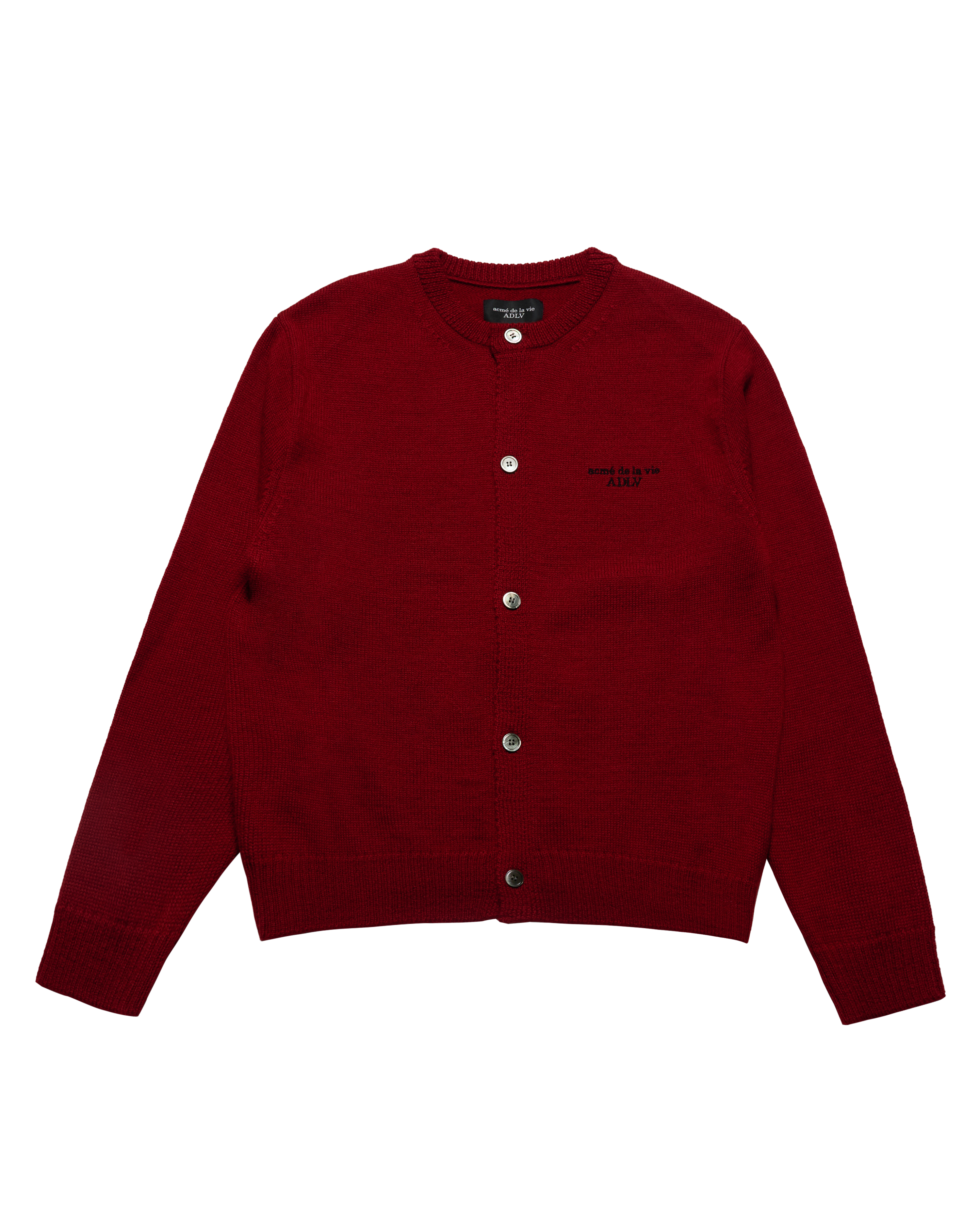 ADLV - Áo cardigan SOLID CREW NECK Đỏ đậm