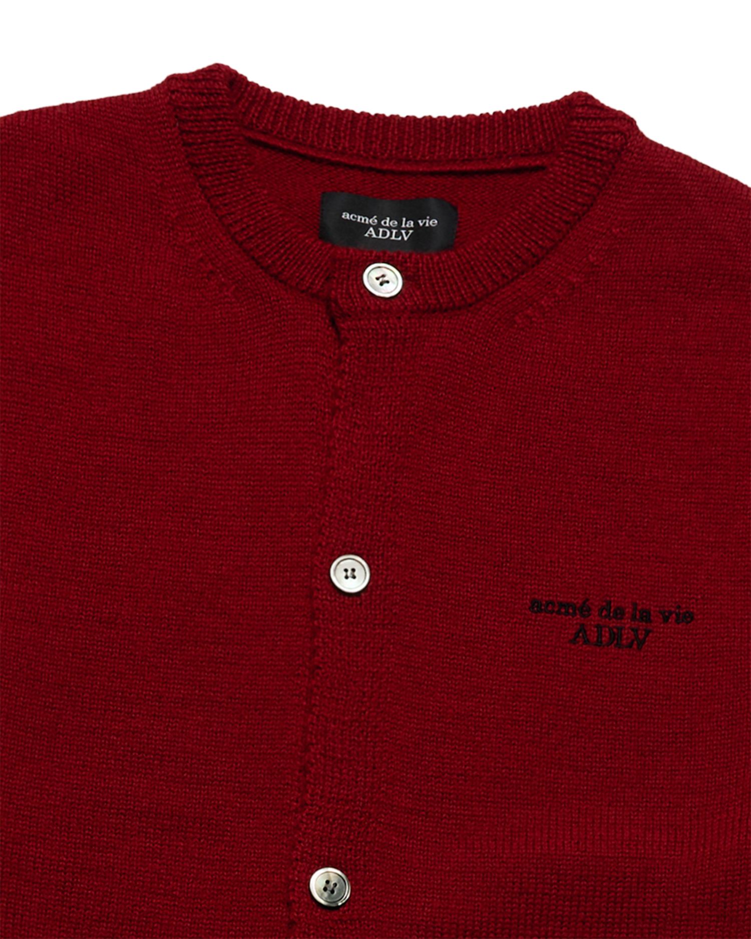 ADLV - Áo cardigan SOLID CREW NECK Đỏ đậm