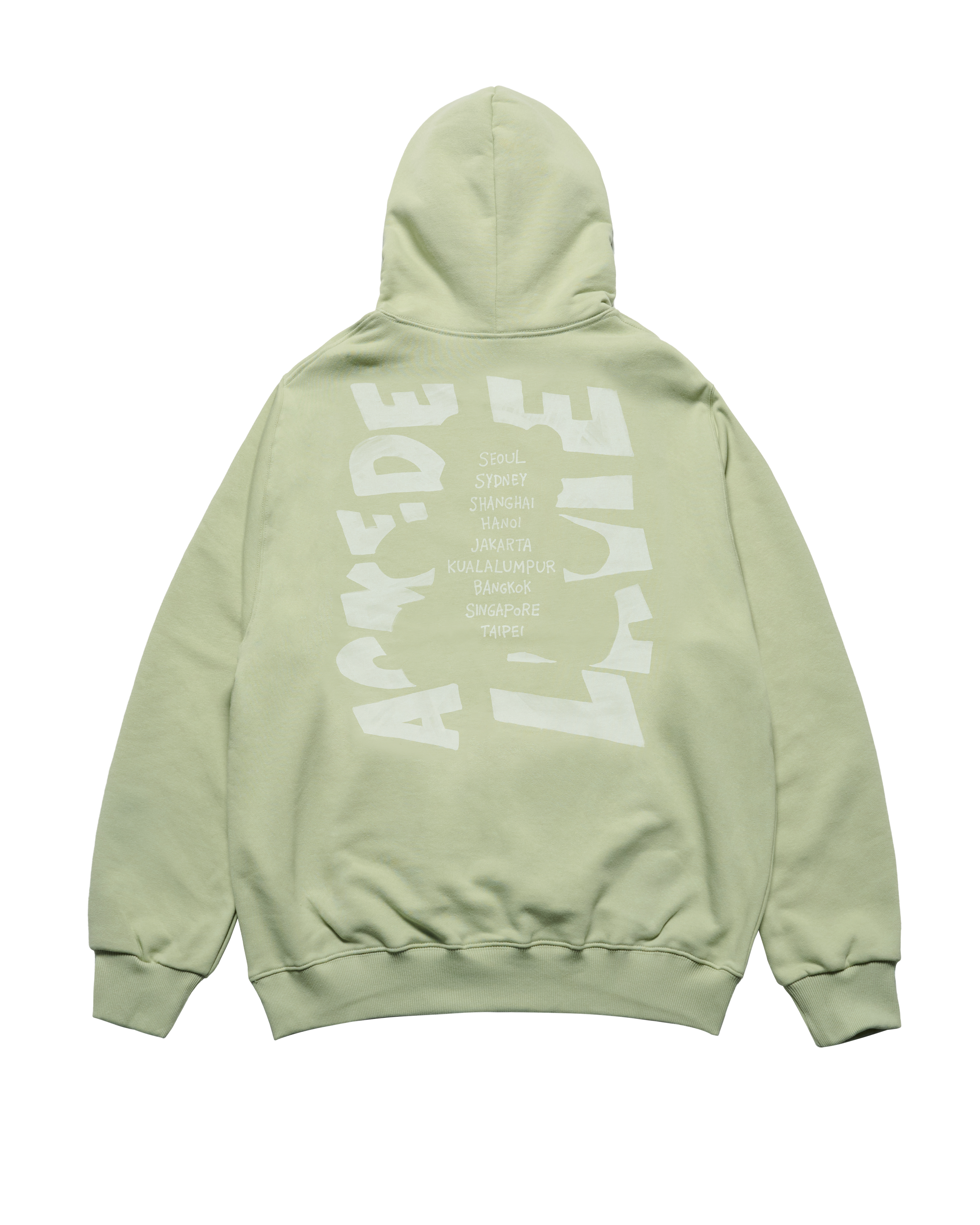 Áo hoodie BEAR WORLD TOUR NAPPING Xanh olive