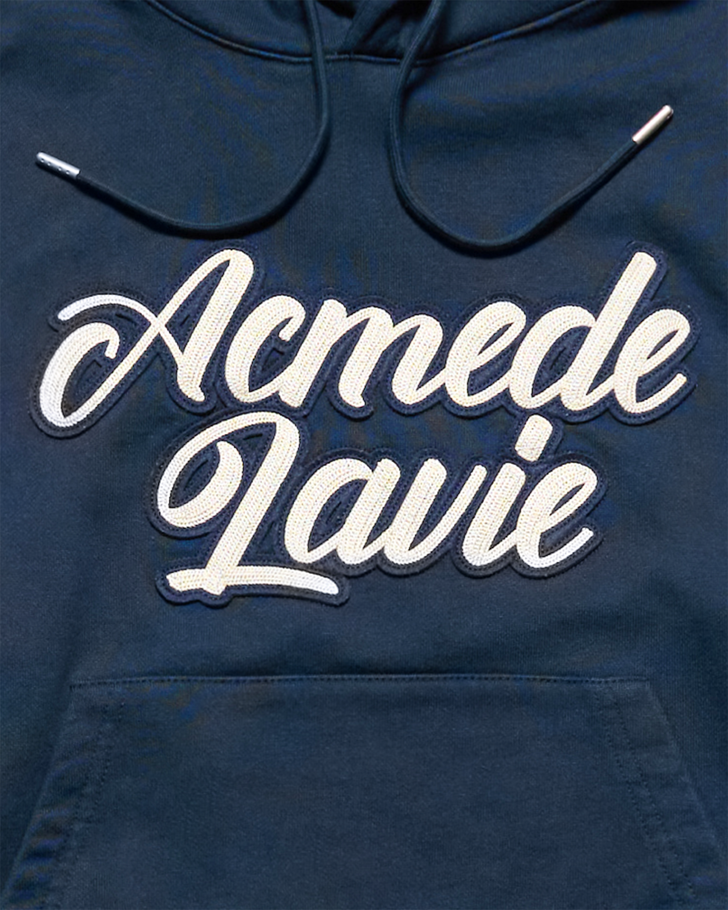 Áo hoodie BIO WASHED FELT LOGO Xanh navy đậm