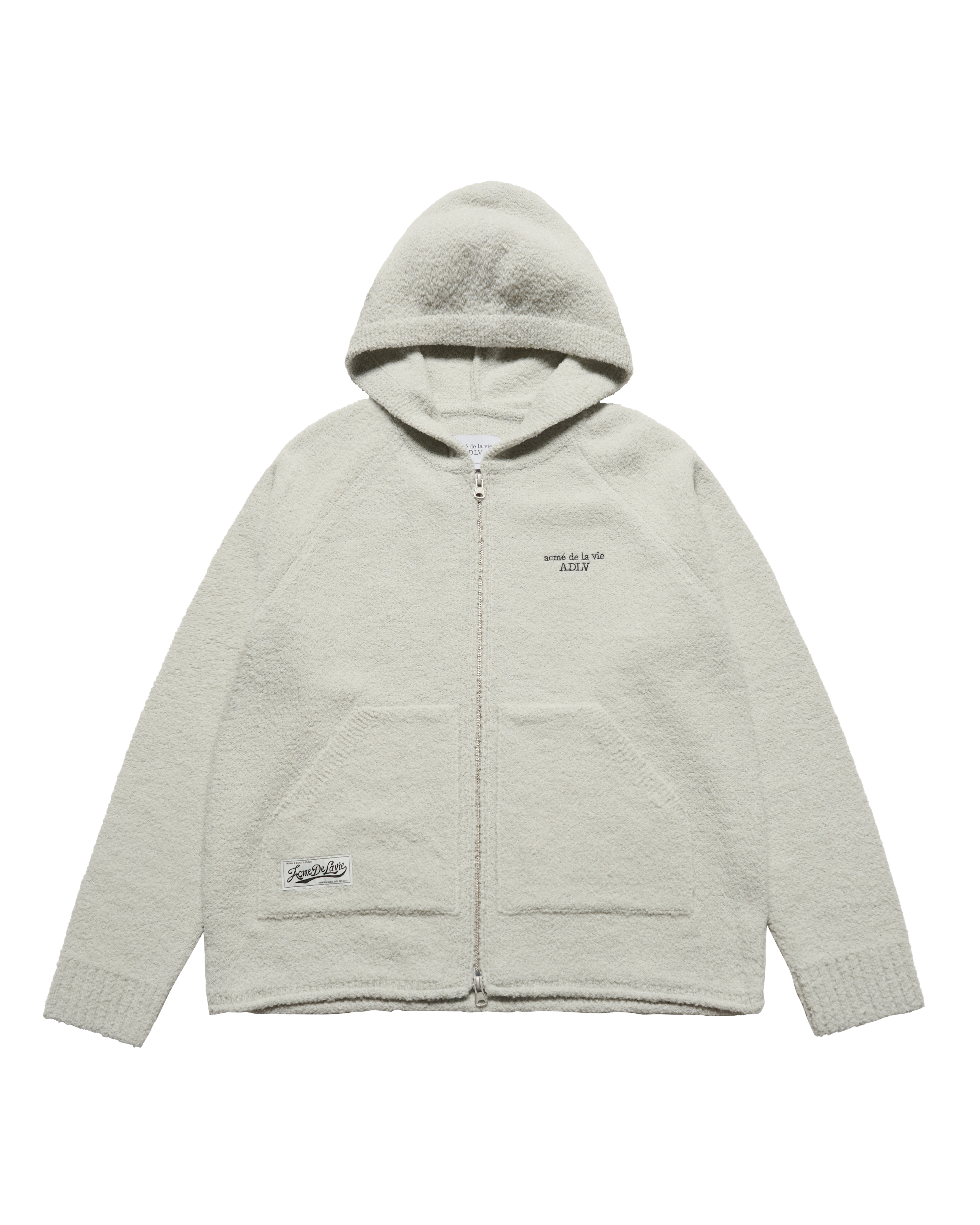 Áo hoodie kéo khóa CLASSIC KNIT Xám nhạt