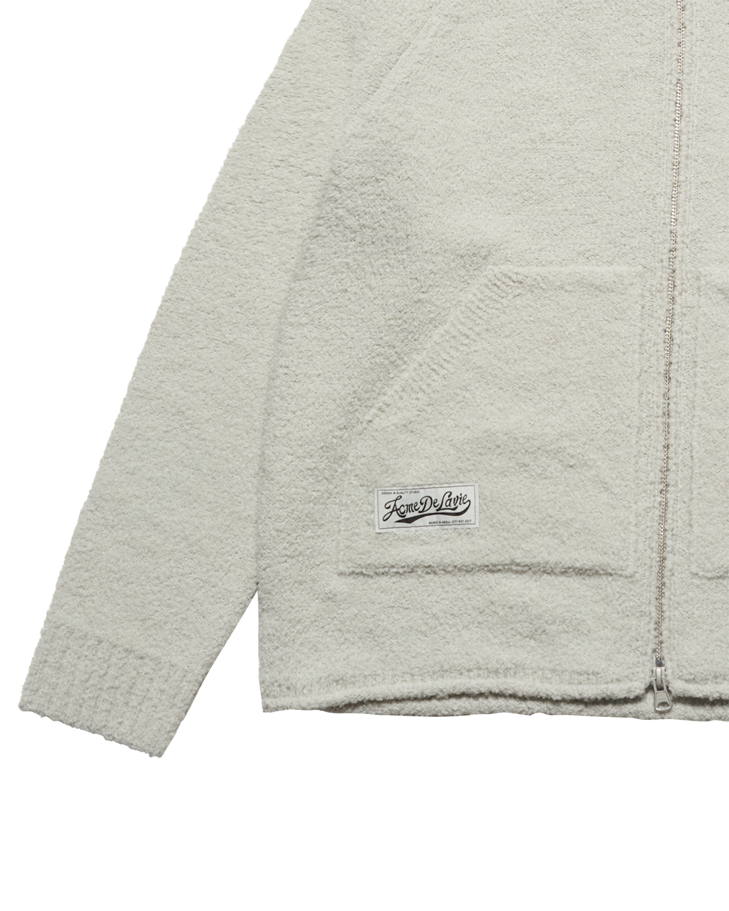 Áo hoodie kéo khóa CLASSIC KNIT Xám nhạt