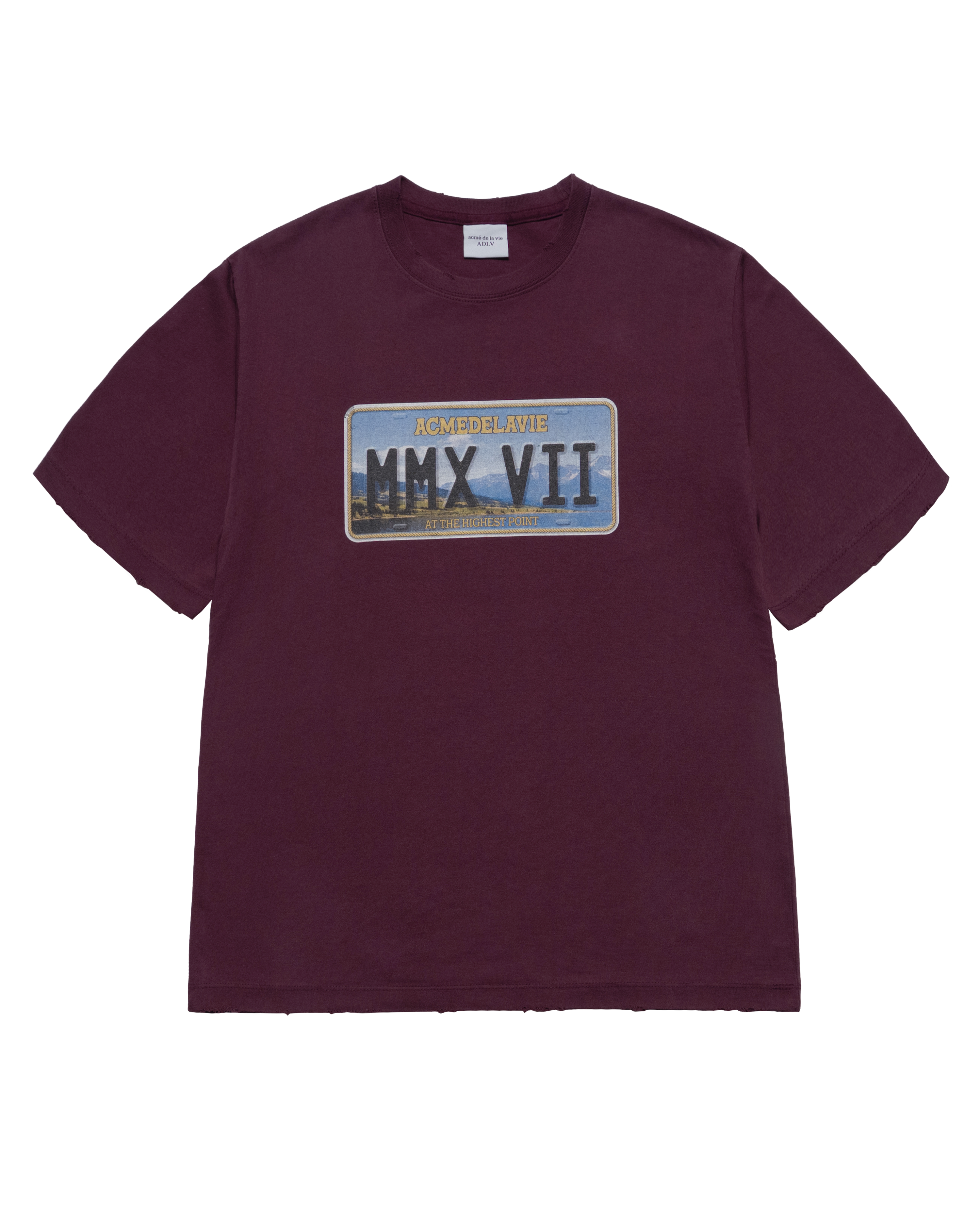 Áo thun ngắn tay LICENSE PLATE Đỏ bordeaux