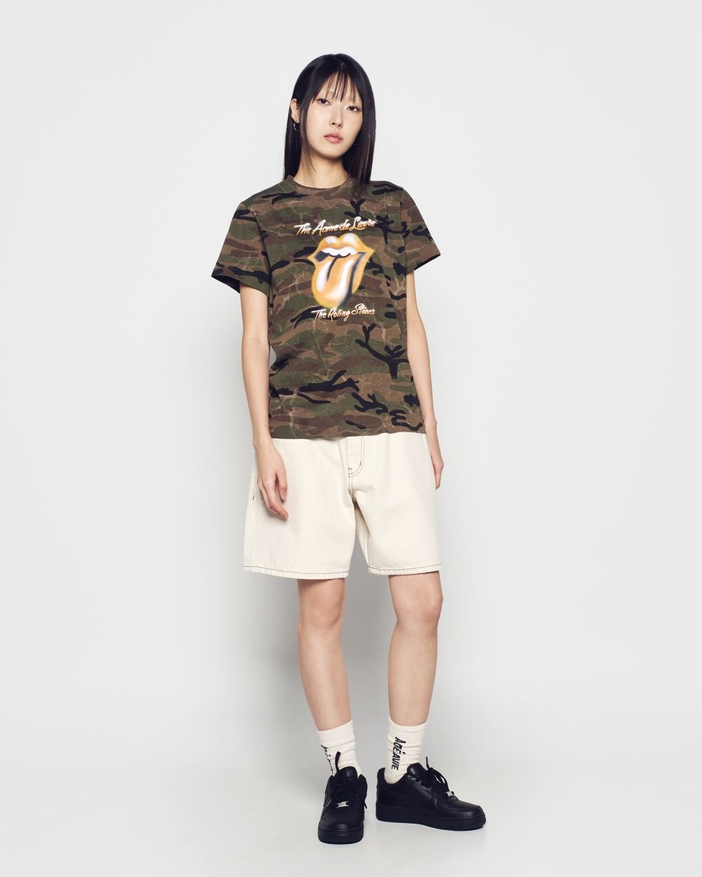 ADLV - Áo thun nữ ROLLING STONES CAMO BLUR Kaki