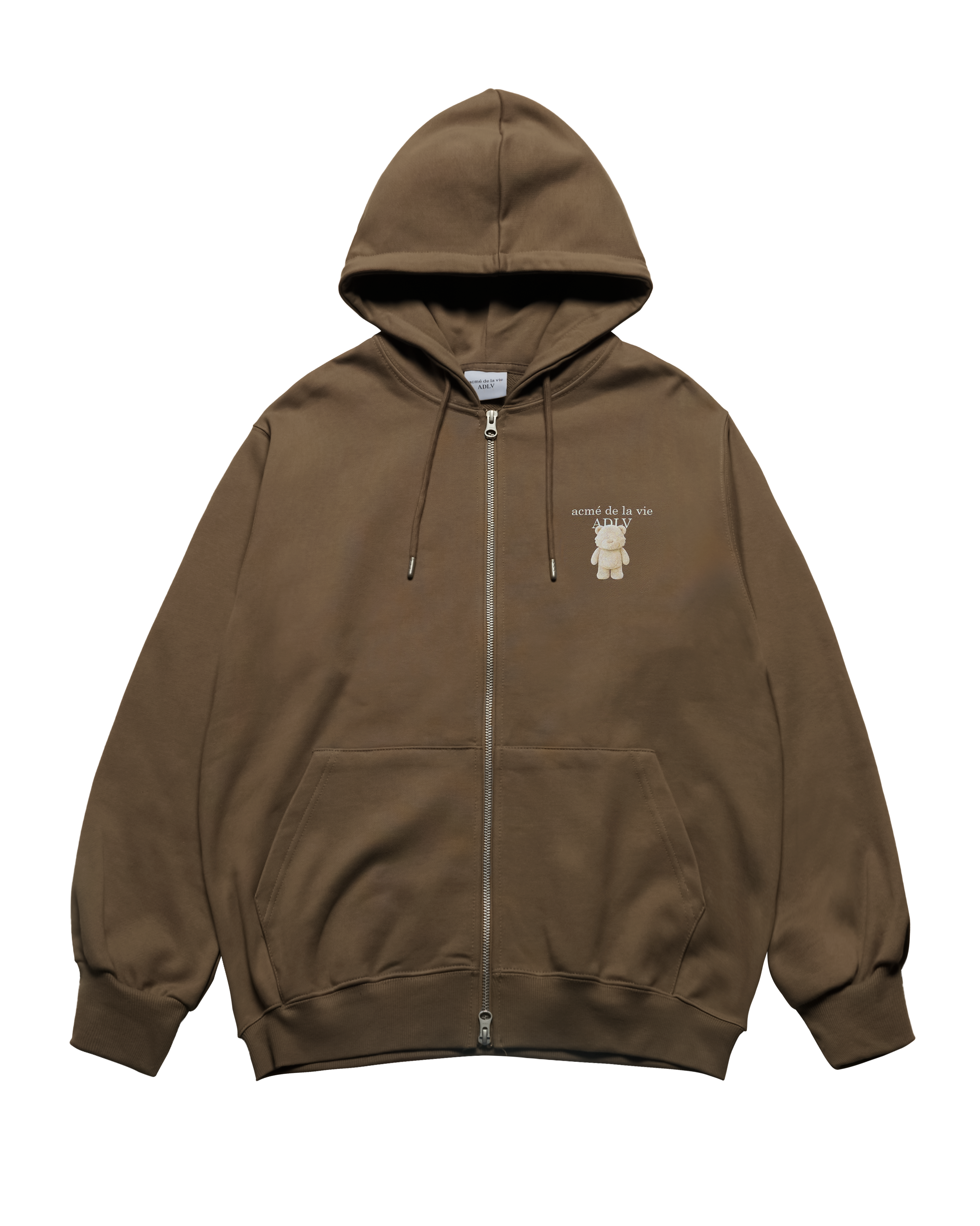 Áo hoodie FUZZY AC BEAR BASIC LOGO NAPPING Ca cao