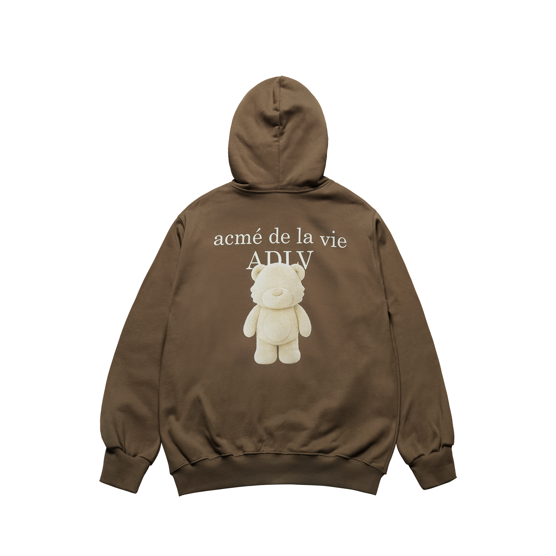 Áo hoodie FUZZY AC BEAR BASIC LOGO NAPPING Ca cao