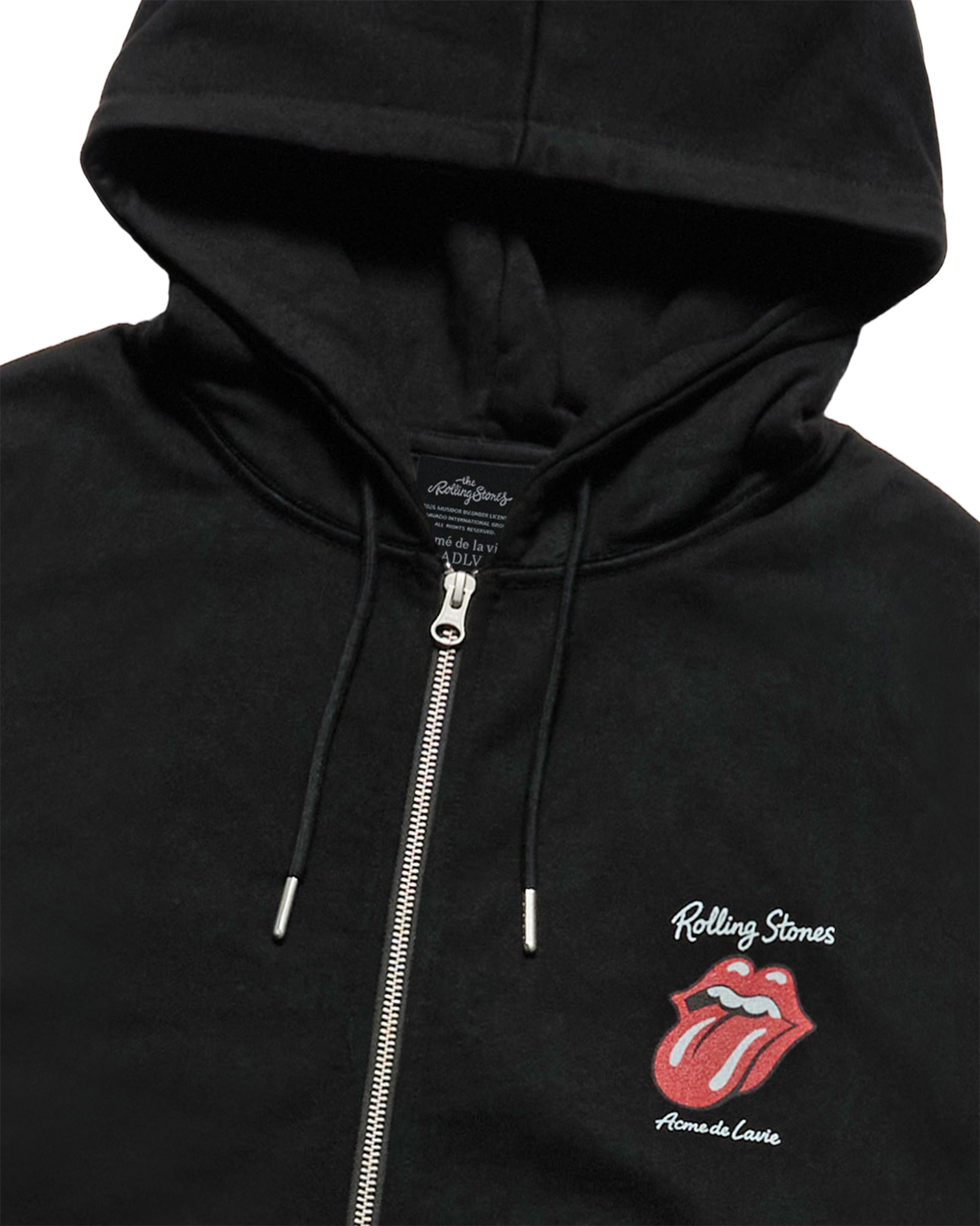 ADLV - Áo hoodie kéo khóa ROLLING STONES DOODLE STAR Đen