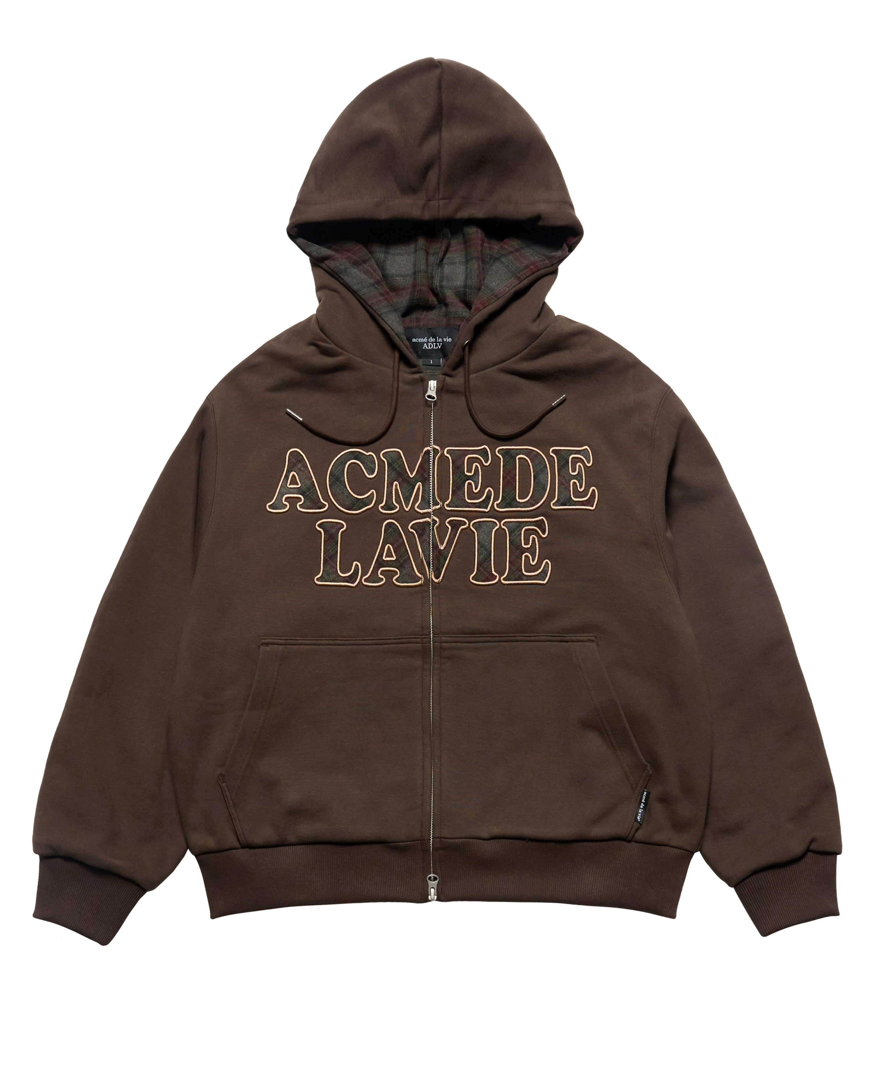 Áo hoodie ADLV CHECK APPLIQUE Nâu đậm