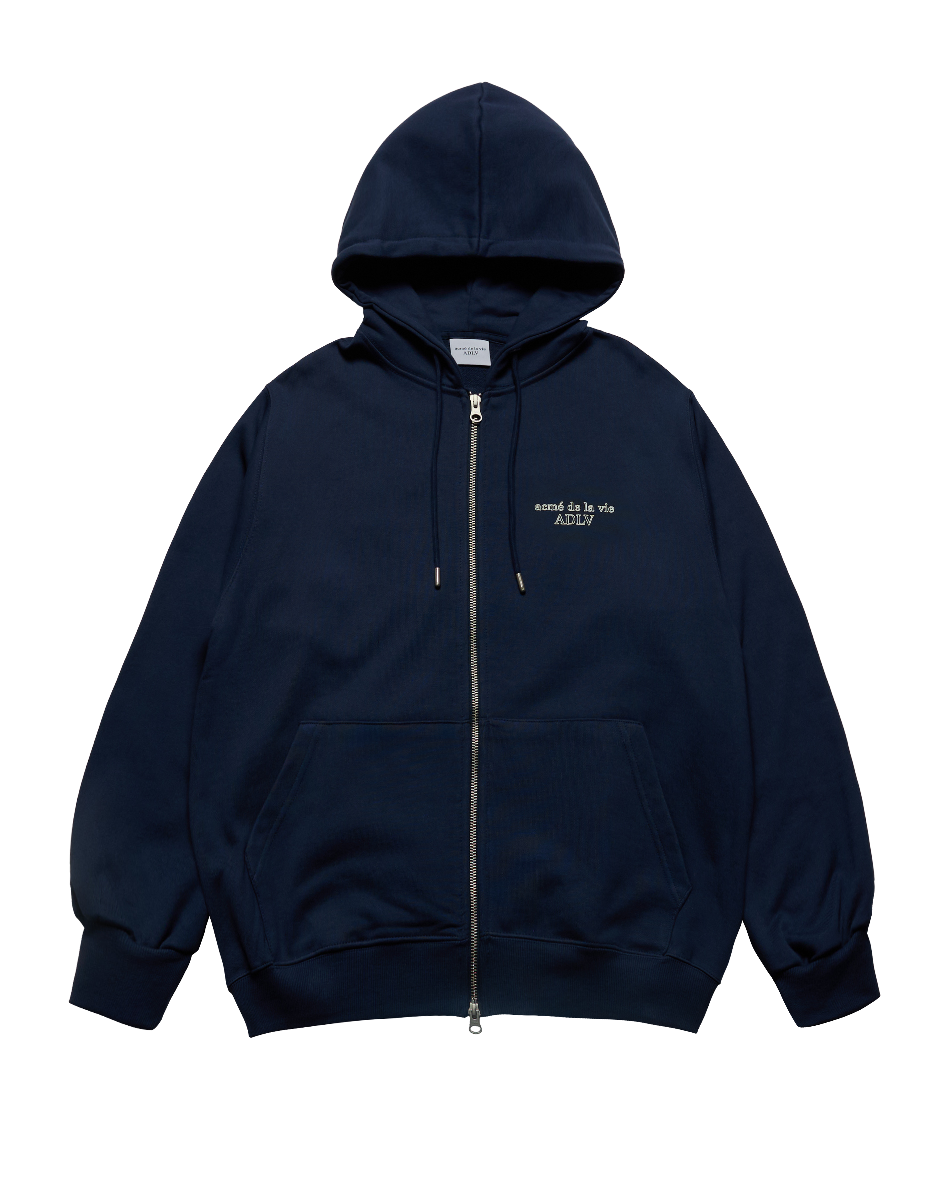 Áo hoodie kéo khóa BORDER LINE BASIC LOGO SEASON2 Xanh navy đậm