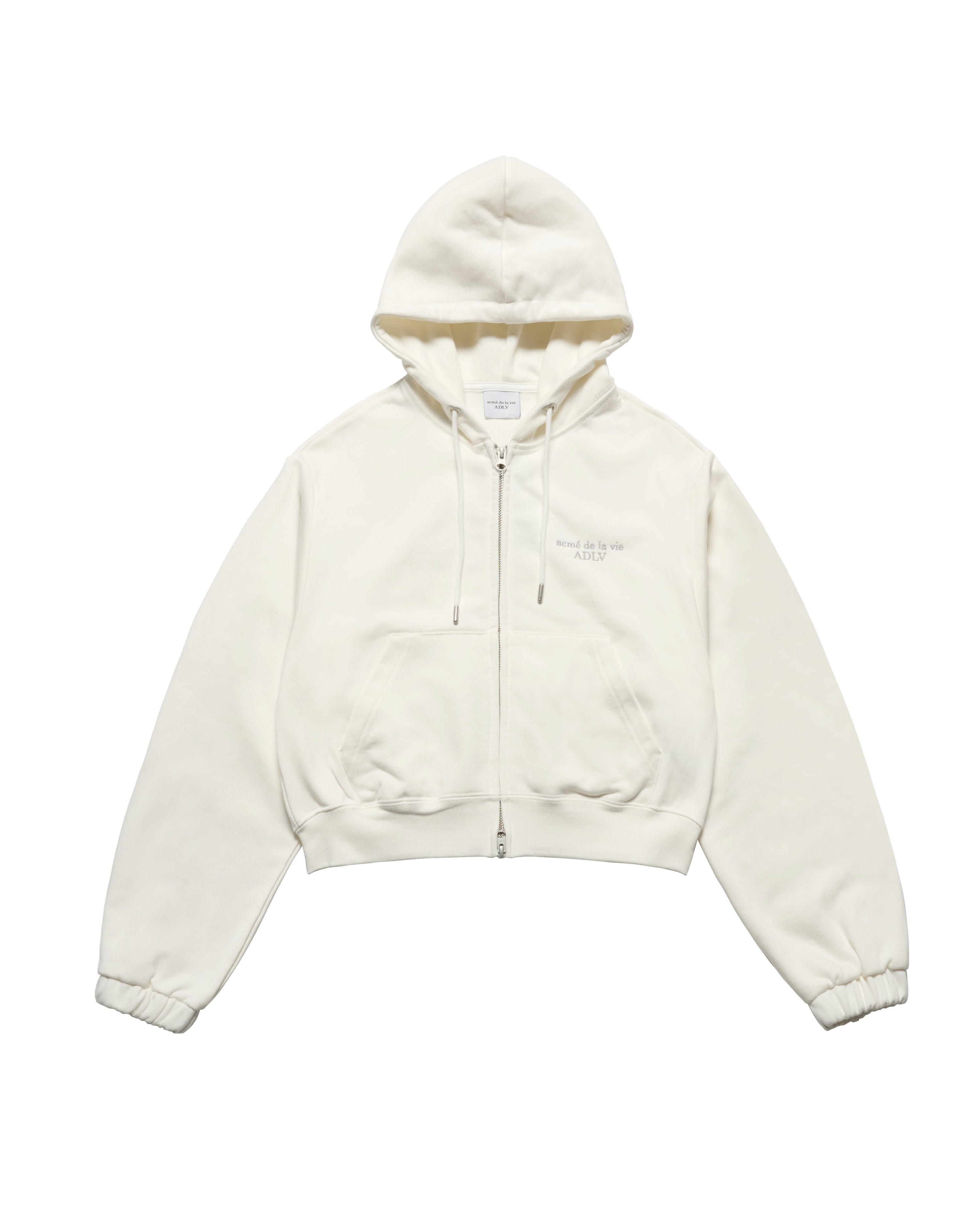 Áo hoodie kéo khóa WOMAN ONE TUCK CROP Kem