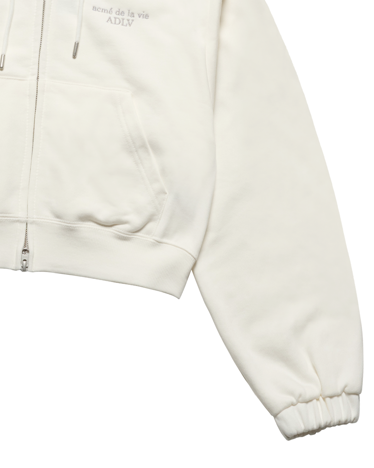 Áo hoodie kéo khóa WOMAN ONE TUCK CROP Kem