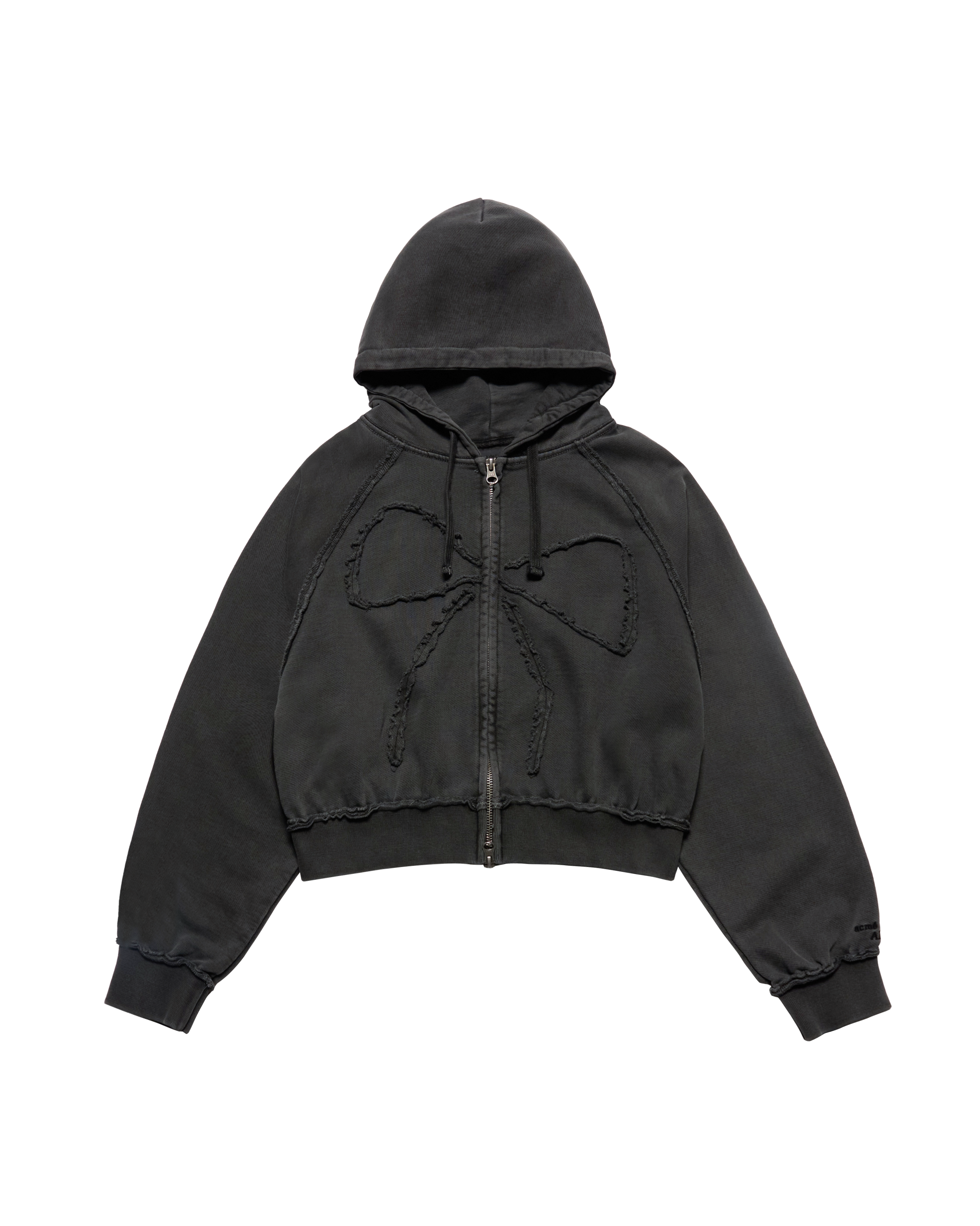 Áo hoodie kéo khóa WOMAN RIBBON APPLIQUE Than chì