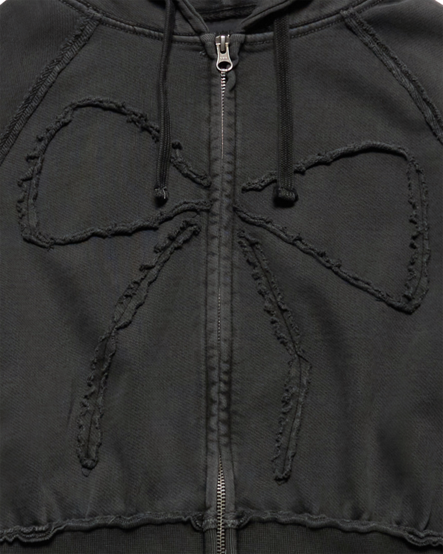 Áo hoodie kéo khóa WOMAN RIBBON APPLIQUE Than chì