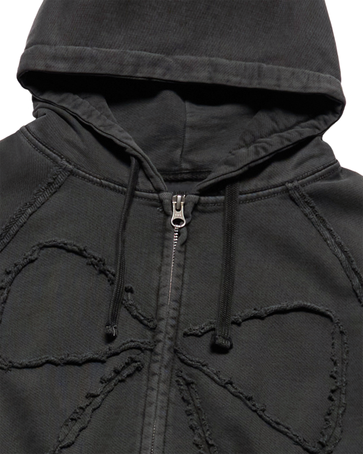 Áo hoodie kéo khóa WOMAN RIBBON APPLIQUE Than chì