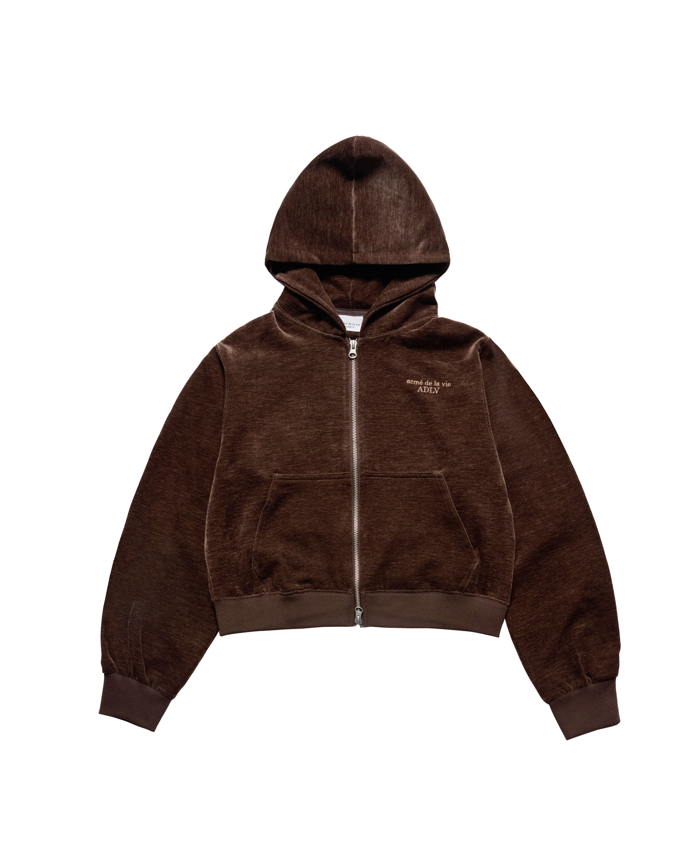 Áo hoodie kéo khóa WOMAN VELOUR Nâu đậm
