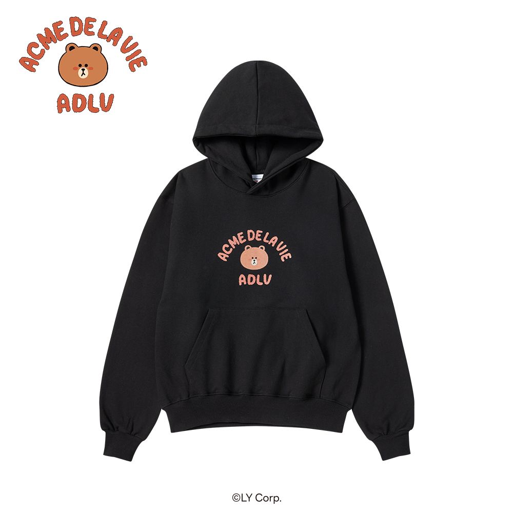 ADLV - Áo hoodie BEAR DOLL HUG BROWN LINE FRIENDS Đen