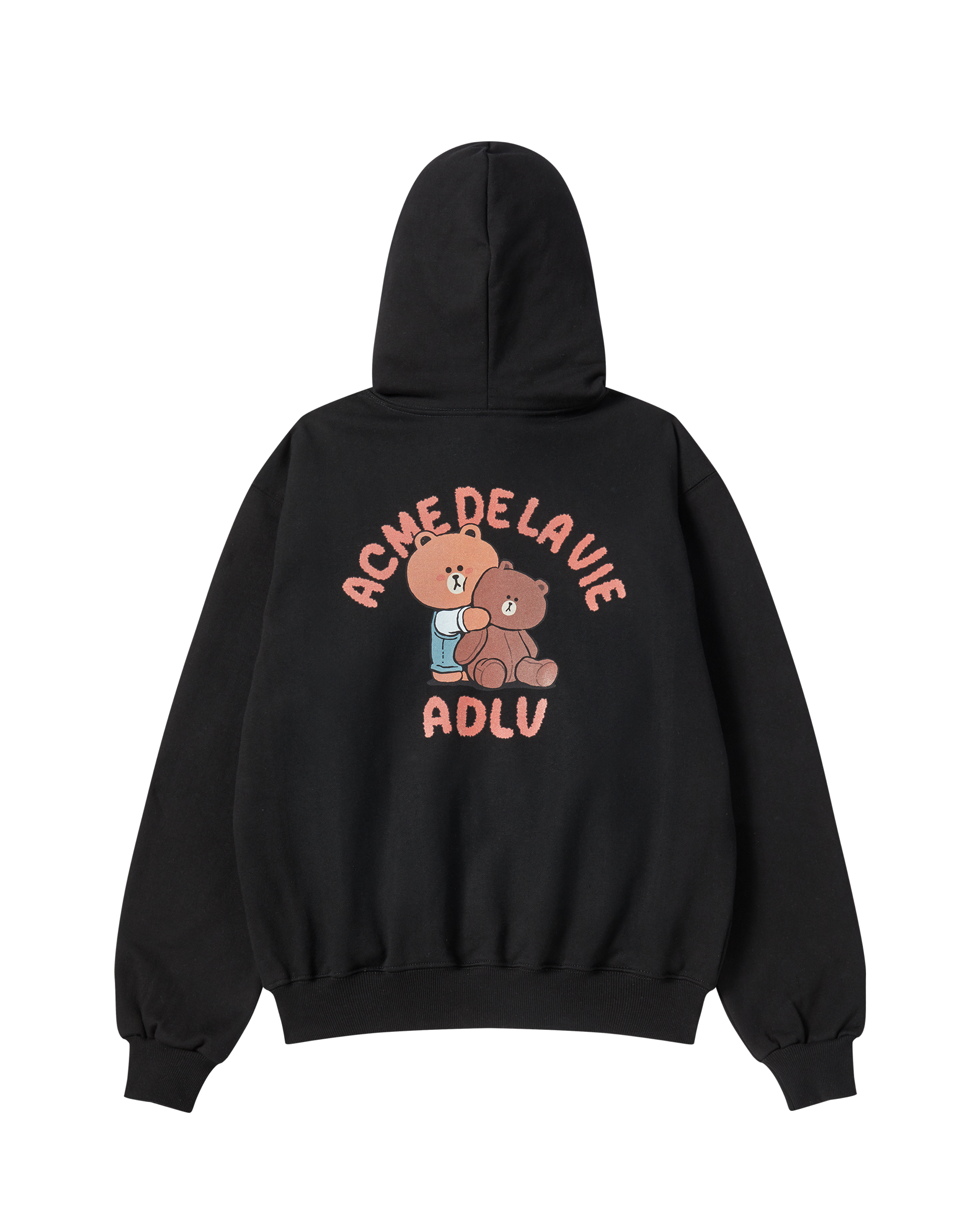 ADLV - Áo hoodie BEAR DOLL HUG BROWN LINE FRIENDS Đen