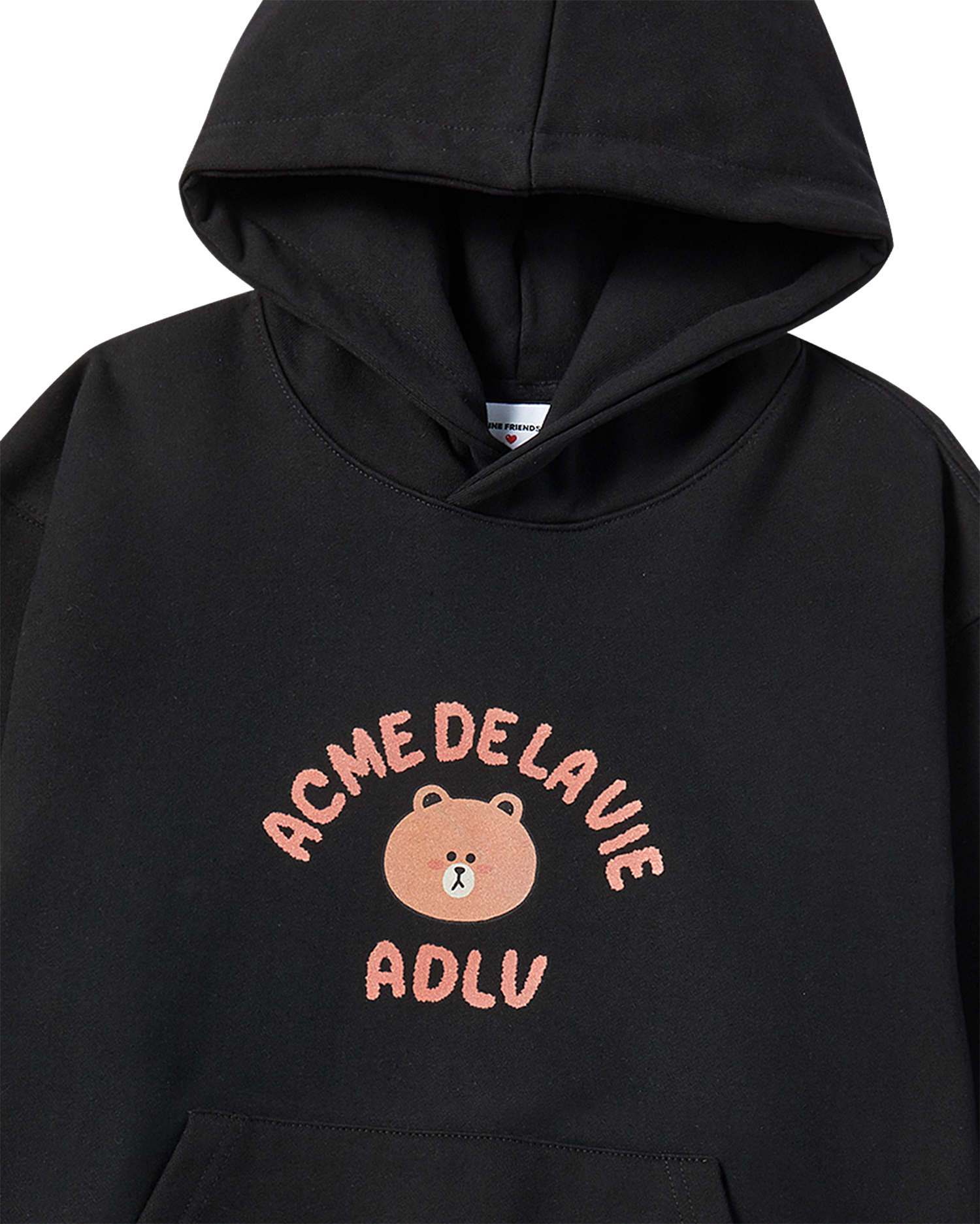 ADLV - Áo hoodie BEAR DOLL HUG BROWN LINE FRIENDS Đen