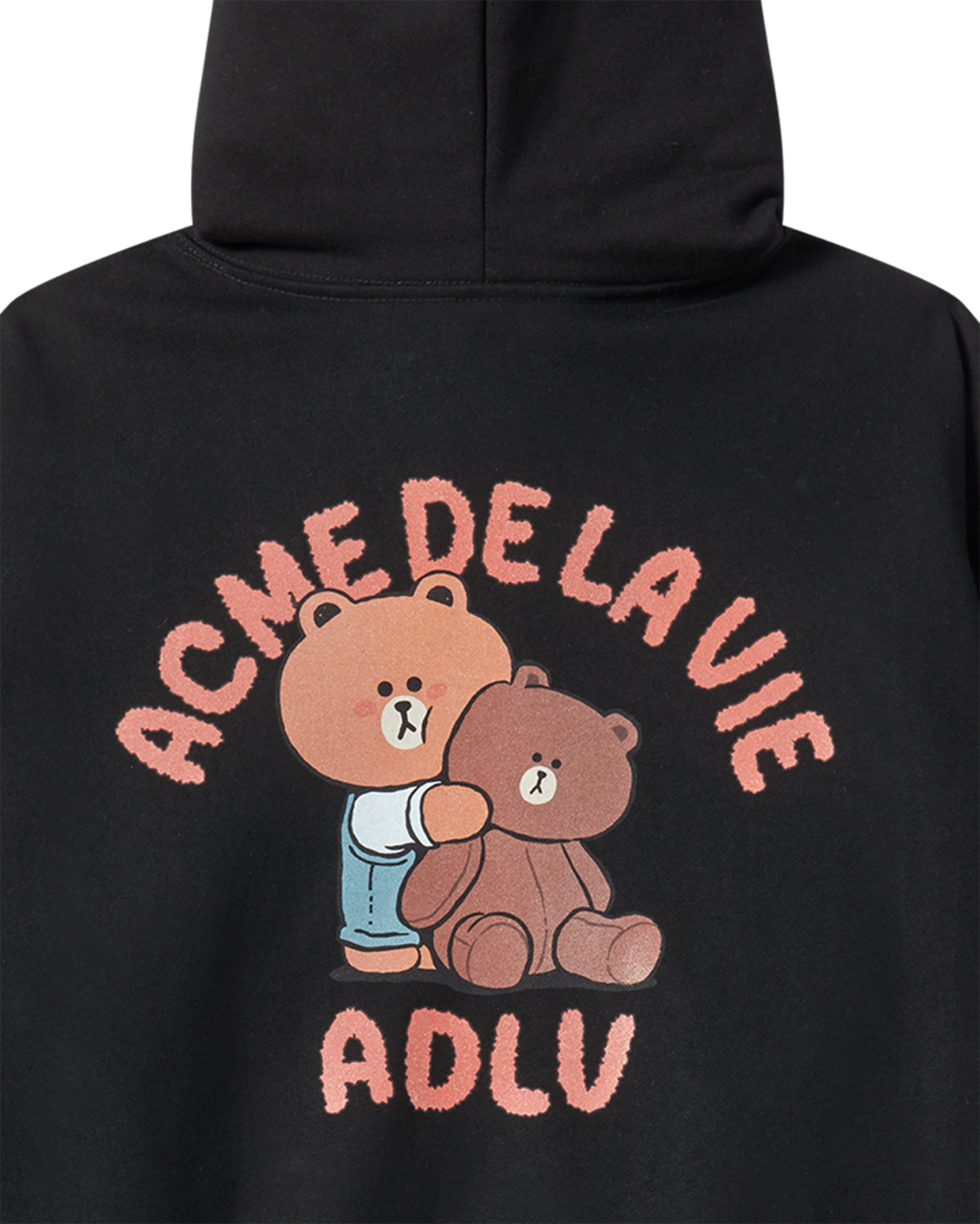 ADLV - Áo hoodie BEAR DOLL HUG BROWN LINE FRIENDS Đen
