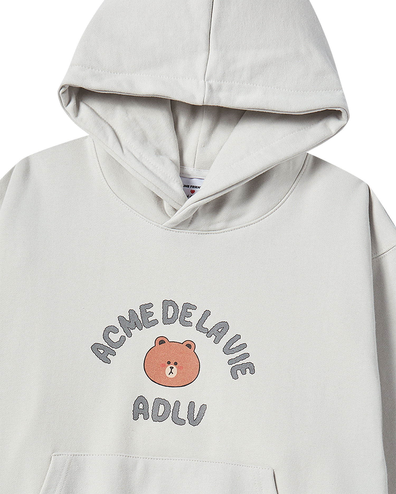 ADLV - Áo hoodie BEAR DOLL HUG BROWN LINE FRIENDS Xám nhạt