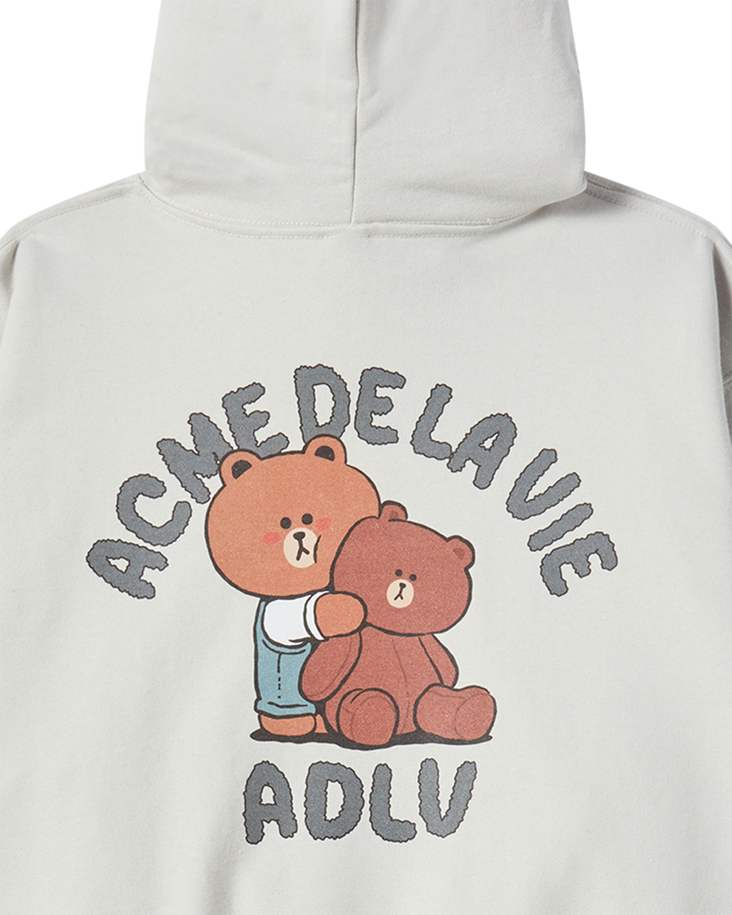 ADLV - Áo hoodie BEAR DOLL HUG BROWN LINE FRIENDS Xám nhạt