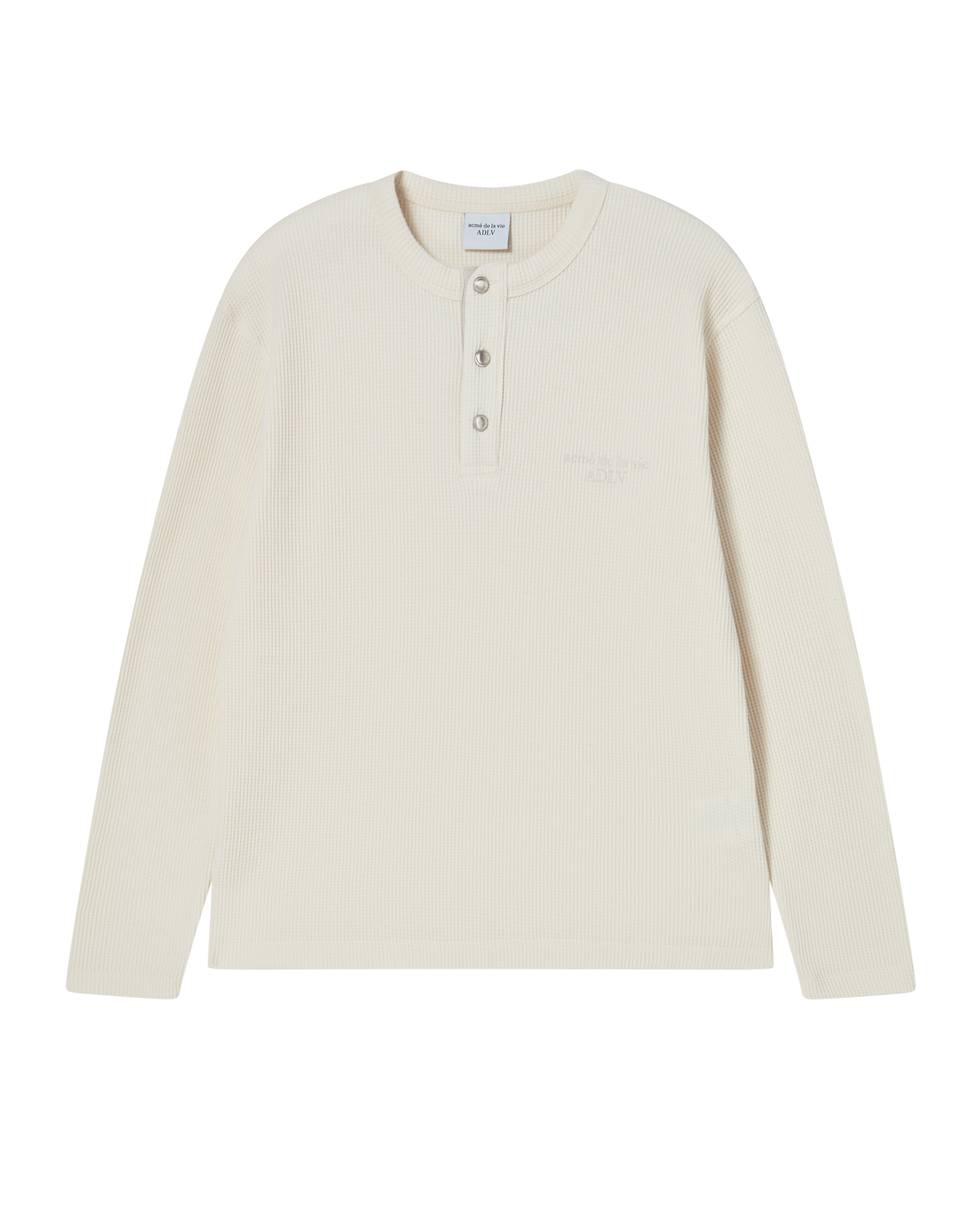 ADLV - Áo thun dài tay ADLV HENLEY NECK WAFFLE Trắng ngà