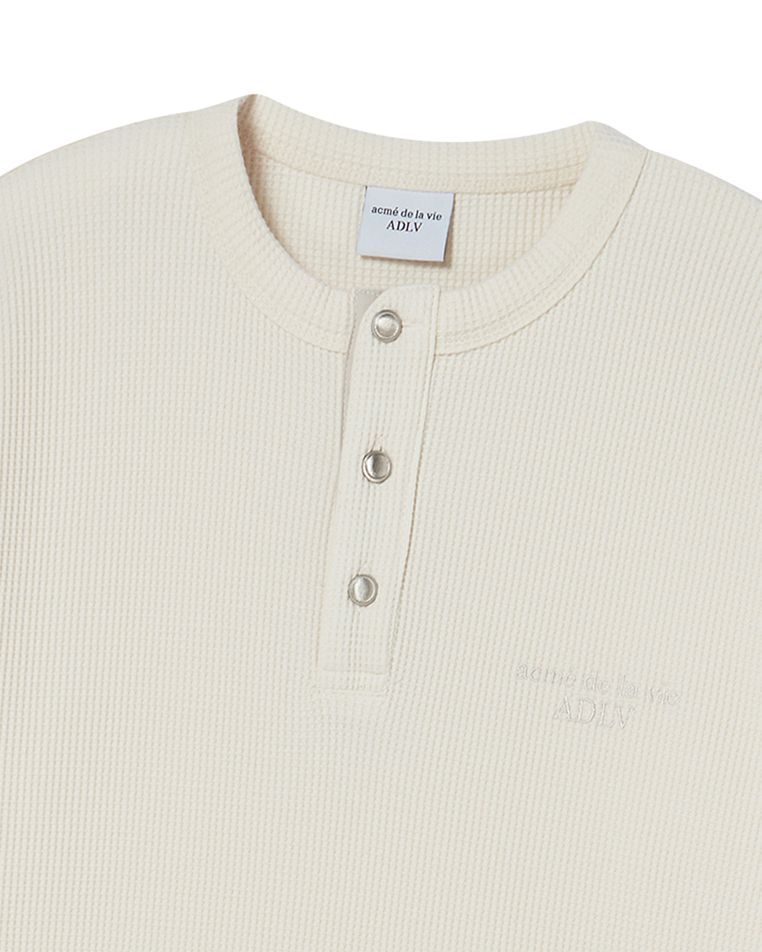 ADLV - Áo thun dài tay ADLV HENLEY NECK WAFFLE Trắng ngà