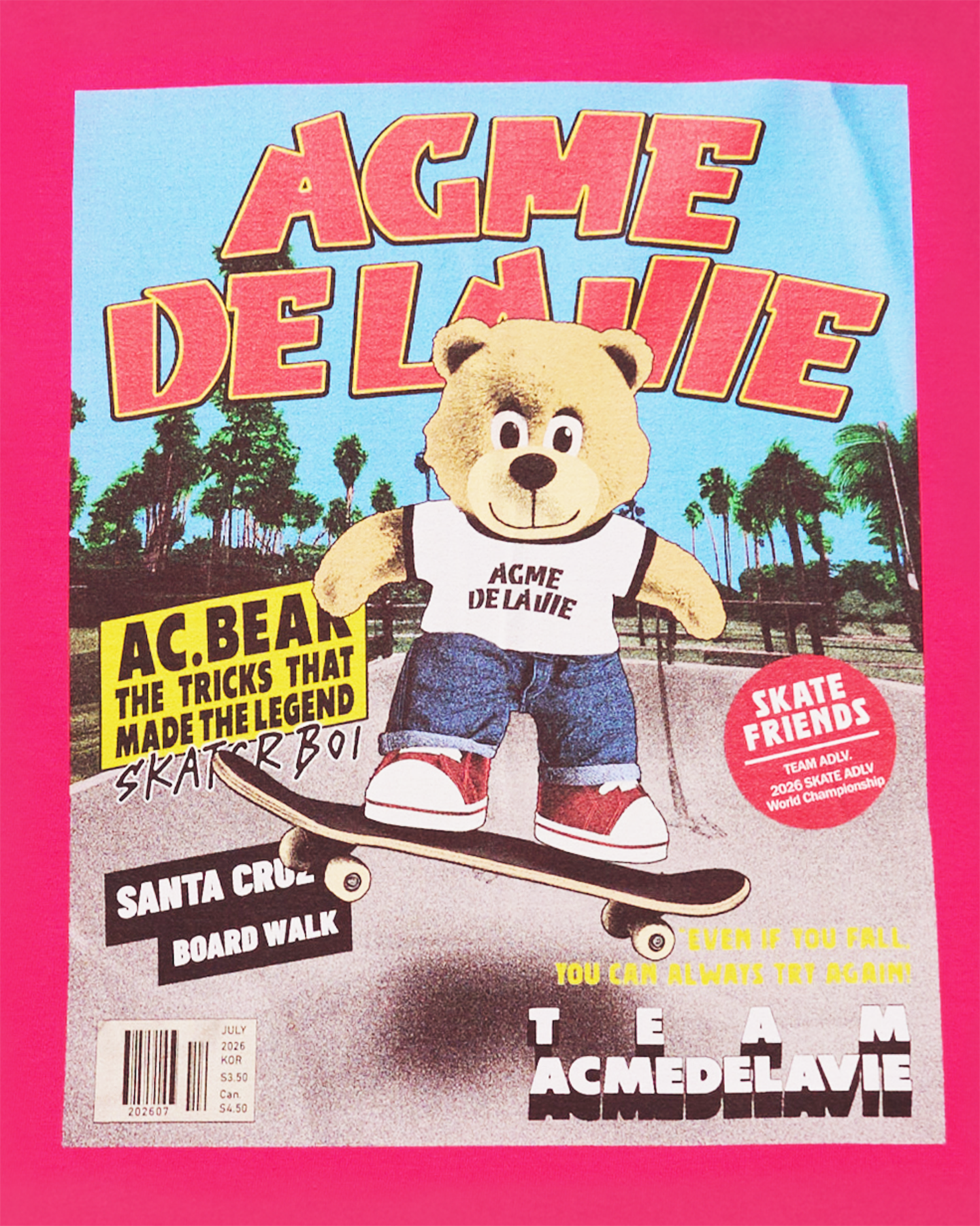 ADLV - Áo thun ngắn tay MAGAZINE AC BEAR Hồng