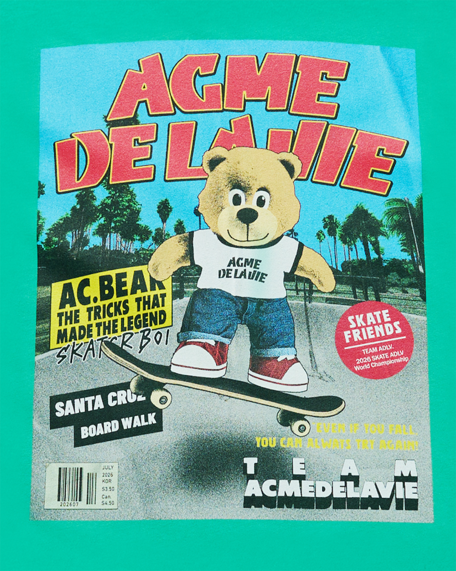 ADLV - Áo thun ngắn tay MAGAZINE AC BEAR Xanh lá