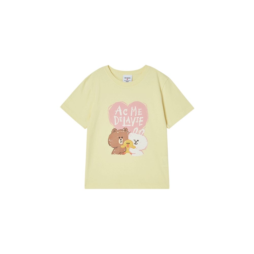 ADLV - Áo thun KIDS HEART LINE FRIENDS Vàng nhạt