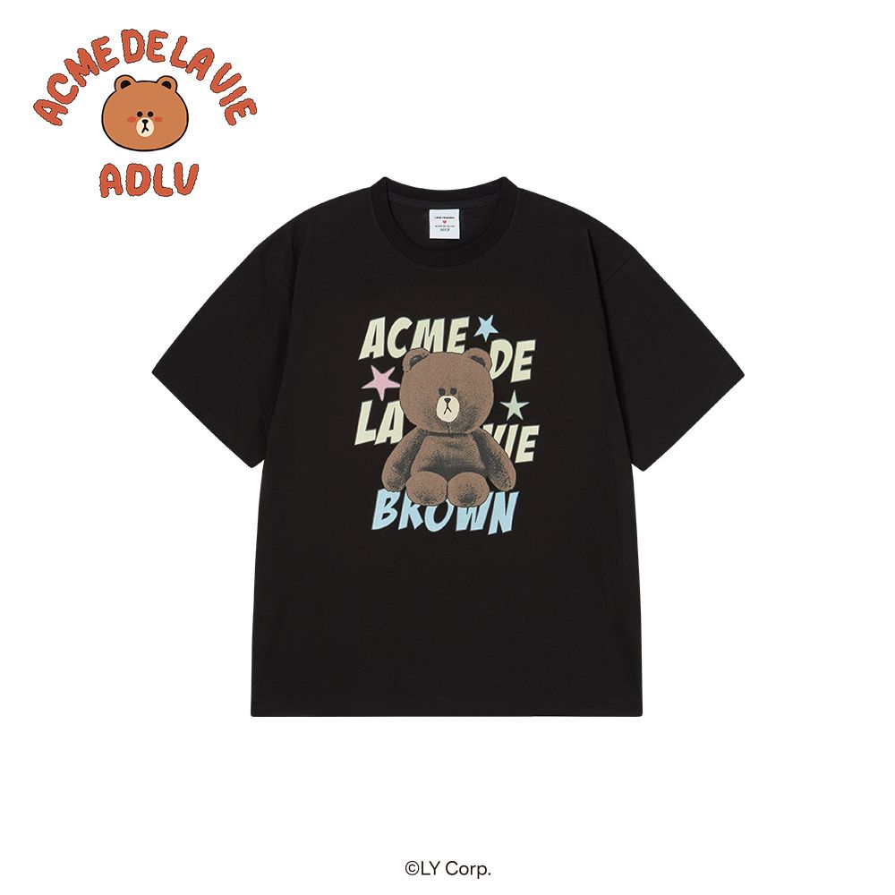 ADLV - Áo thun LINE FRIENDS BROWN STAR Đen