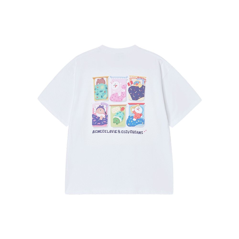 ADLV - Áo thun SLEEPING LINE FRIENDS Trắng
