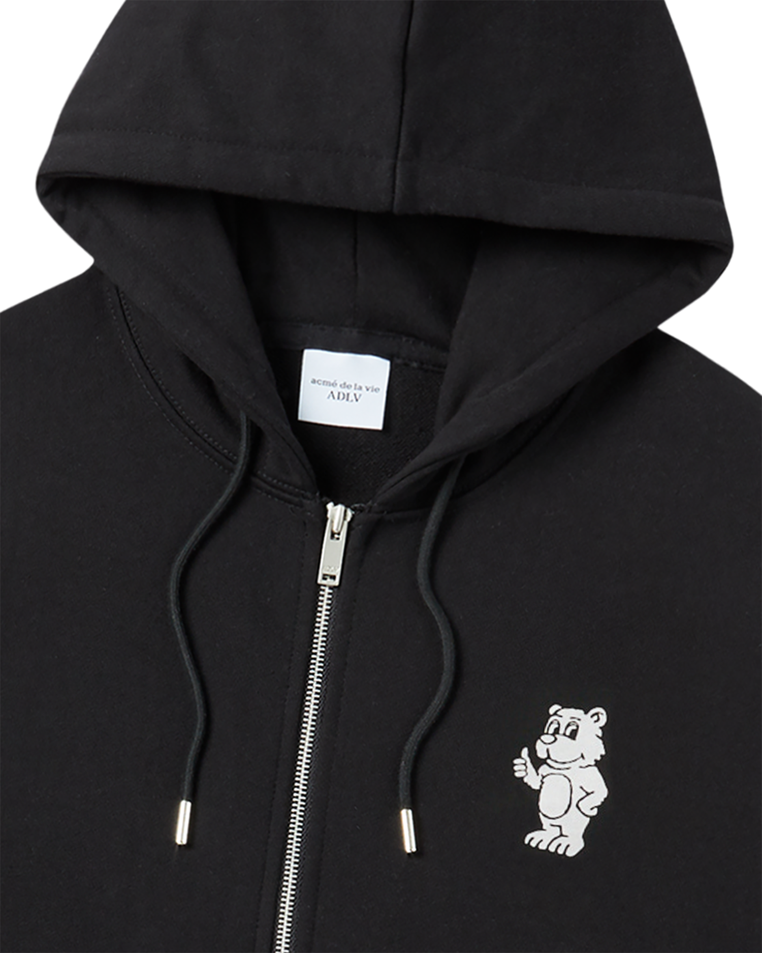ADLV - Áo hoodie kéo khóa BASIC AC BEAR Đen