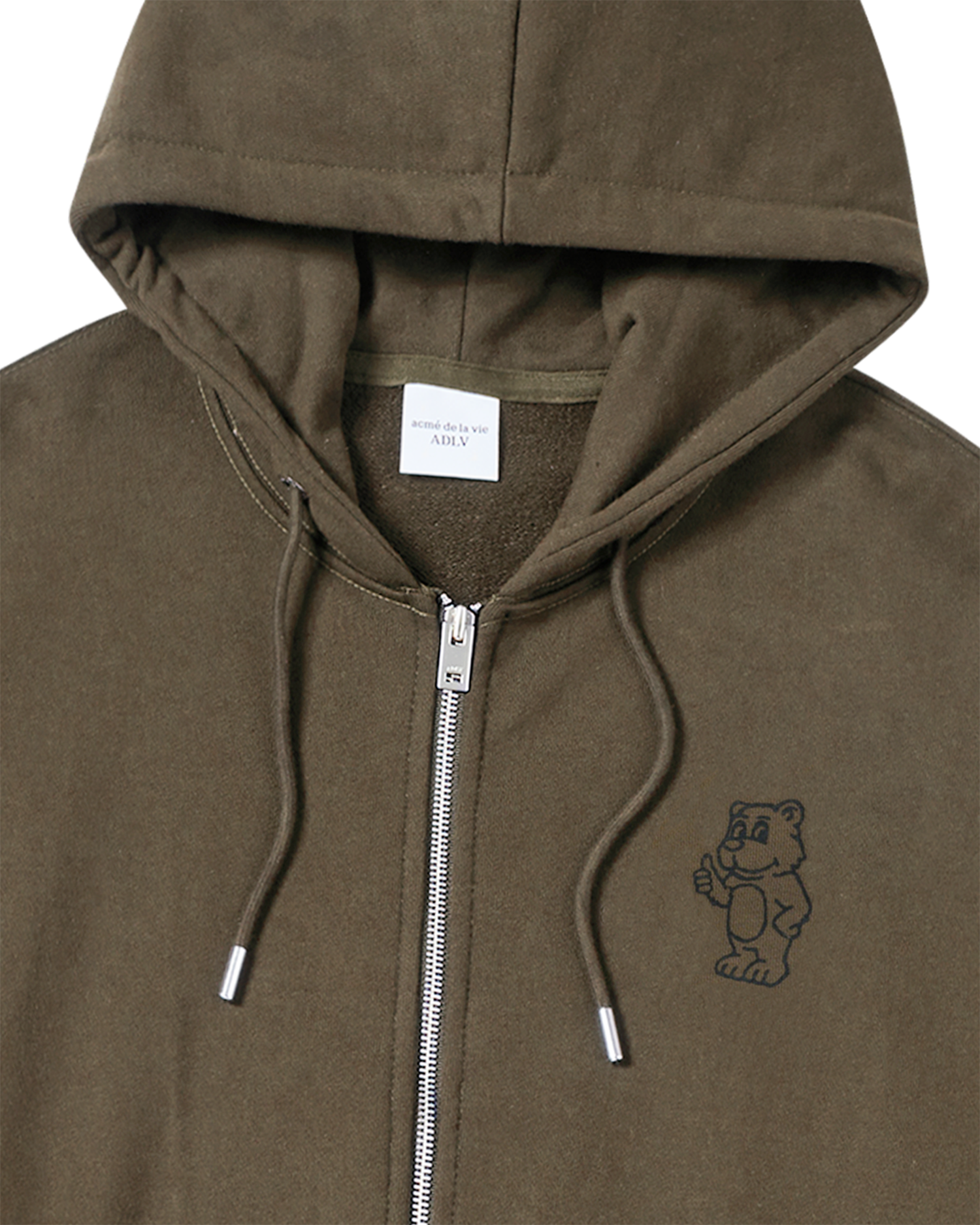 ADLV - Áo hoodie kéo khóa BASIC AC BEAR Ca cao